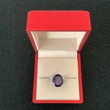 925 sterling silver Amethyst  CZ Ring. Ring Size 7 