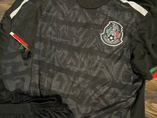 Mexico Soccer Kit- Teen/Adult Team Uniform- Black Jersey Shorts Size Medium