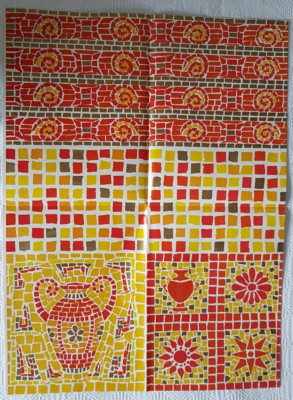 Bastelpapier orange Mosaik ~ 59 cm x 89 cm ~ für Origami, Scrapbooking, Decoupage