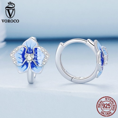 Voroco Plata Esterlina 925 Mariposa Orquídea Circonial Clips para Orejas Pendientes Joyería Mujeres - Imagen 7 de 16