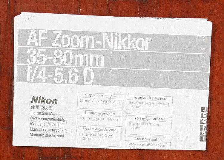 NIKON AF-ZOOM NIKKOR 35-80MM INSTRUCTIONS/132523 | eBay