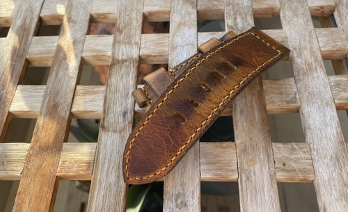 28 mm handmade ,leather watch strap.Badalassi waxed hide,for VDB Vintage - Picture 7 of 8