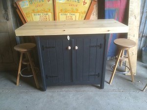 Rustic Wooden Freestanding Kitchen Island Handmade Breakfast Bar Image Is Loading Rustic Wooden Freestanding Kitchen Island Handmade Breakfast Bar