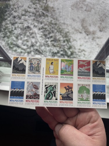 US PS WPA Posters forever booklet (20 stamps) MNH 2016 Sheet USPS Stamp - Picture 5 of 7