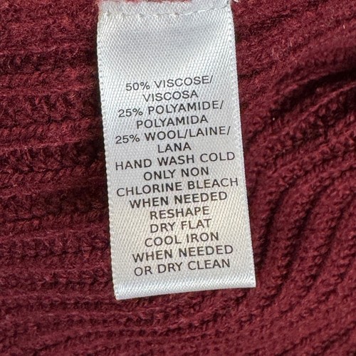 LOFT Open Front Cardigan Sweater Wool Blend Italian Yarn Burgundy Size M Capsule - Picture 4 of 7