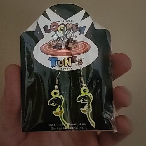 Vintage 1992 Looney Tunes 1.5" Road Runner Glow in the Dark Earrings Starline - Picture 4 of 5