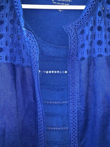 Damen Chicos von 2-teiliges royalblaues Set mit Ösenspitze Pailletten Jacke & Tanktop Größe 1 - Bild 6 von 9