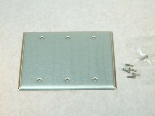 DUPLEX PLUG OUTLET RECEPTACLE SWITCH BLANK GANG STAINLESS STEEL COVER PLATE CT - Picture 9 of 17