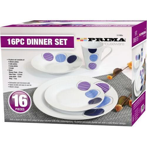 16PC Round Dinner Set Porcelain Dining Soup Plate Bowl Mug Dinnerware Purple - Picture 1 of 1