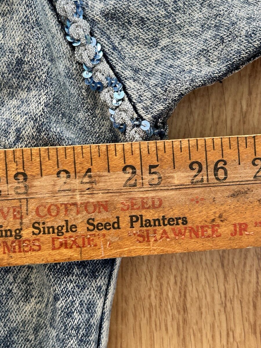 Vintage 90s Ruth Douglas Acid Washed Denim Bling Bomber Jean Vintage 90s Ruth Douglas Acid Washed Denim Bling Bomber Jean