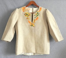 Vtg Rare Custom Made Creations by Pollakis 3/4 Sleeve Embroidery Trim Size S