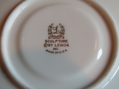 LENOX China Sculpture SET OF 4 FLAT CUP & SAUCER SETS Swirl Trim Off White~2 1/8 - Picture 8 of 8