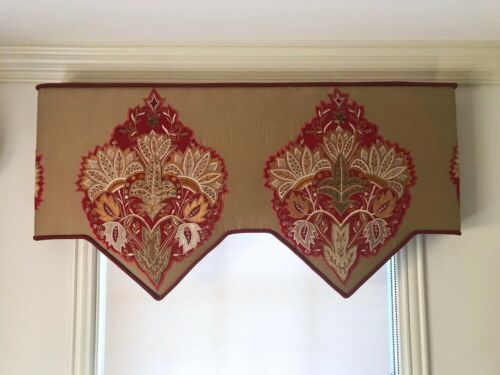 BY Lee Jofa ALEXANDRIA SILK/LINEN embroidery VELVET applique RED/GOLD MSRP$560/Y - Picture 12 of 13