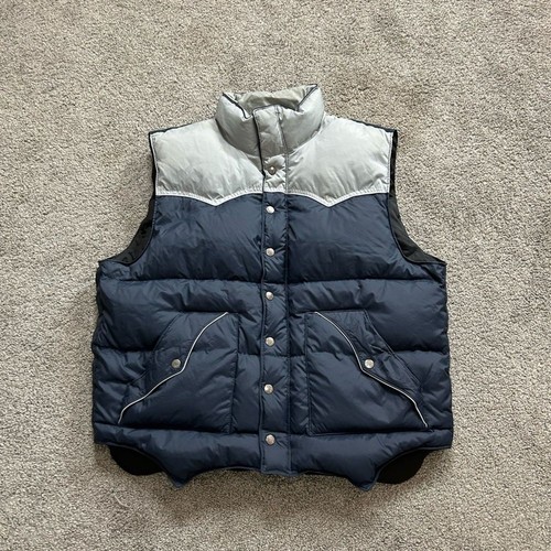 Daniel Cremieux Down Quilted Puffer Vest in Navy and Grey size XL Hidden Hood! - Picture 11 of 12