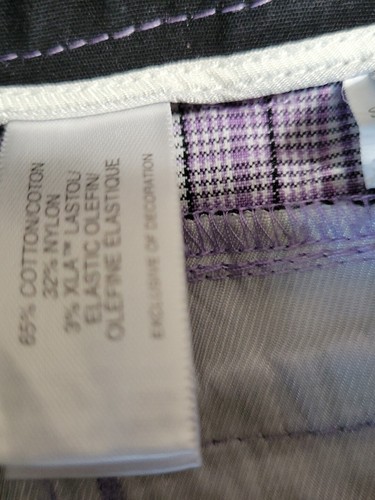 Cutter & Buck Women Size 8 Golf Leisure Shorts Flat Front Mid-Rise Purple Plaid - Picture 6 of 7