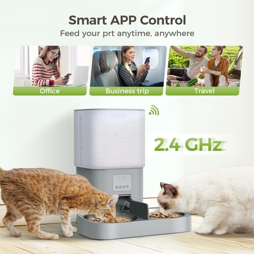 Mehrere Haustiere Katzentoilette Roboter Zwei-Loch Futterautomat Smart APP Steuerung - Bild 7 von 12