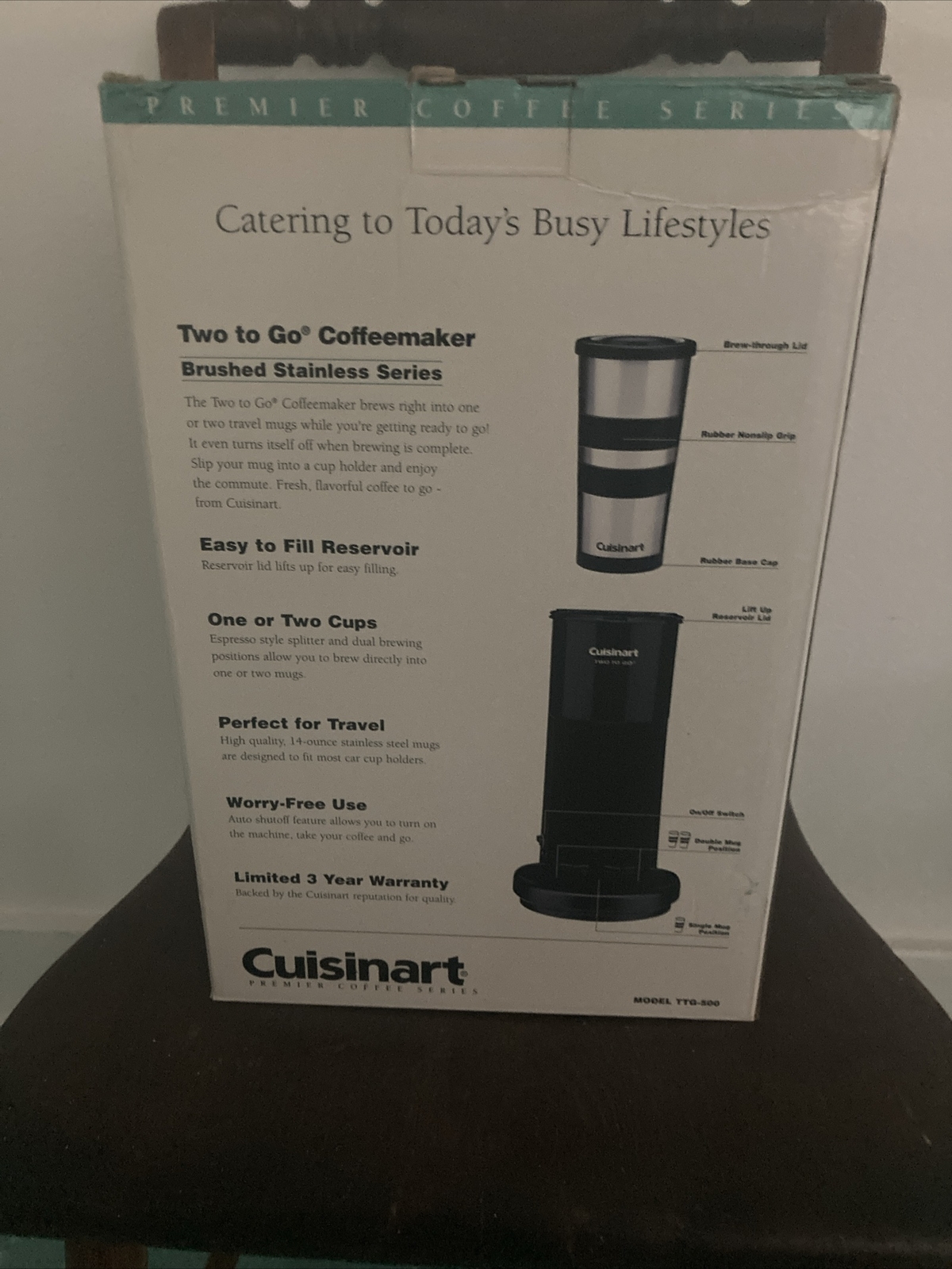 Cuisinart Two to Go Coffee Maker Model TTG500 Coffeemaker 86279112552