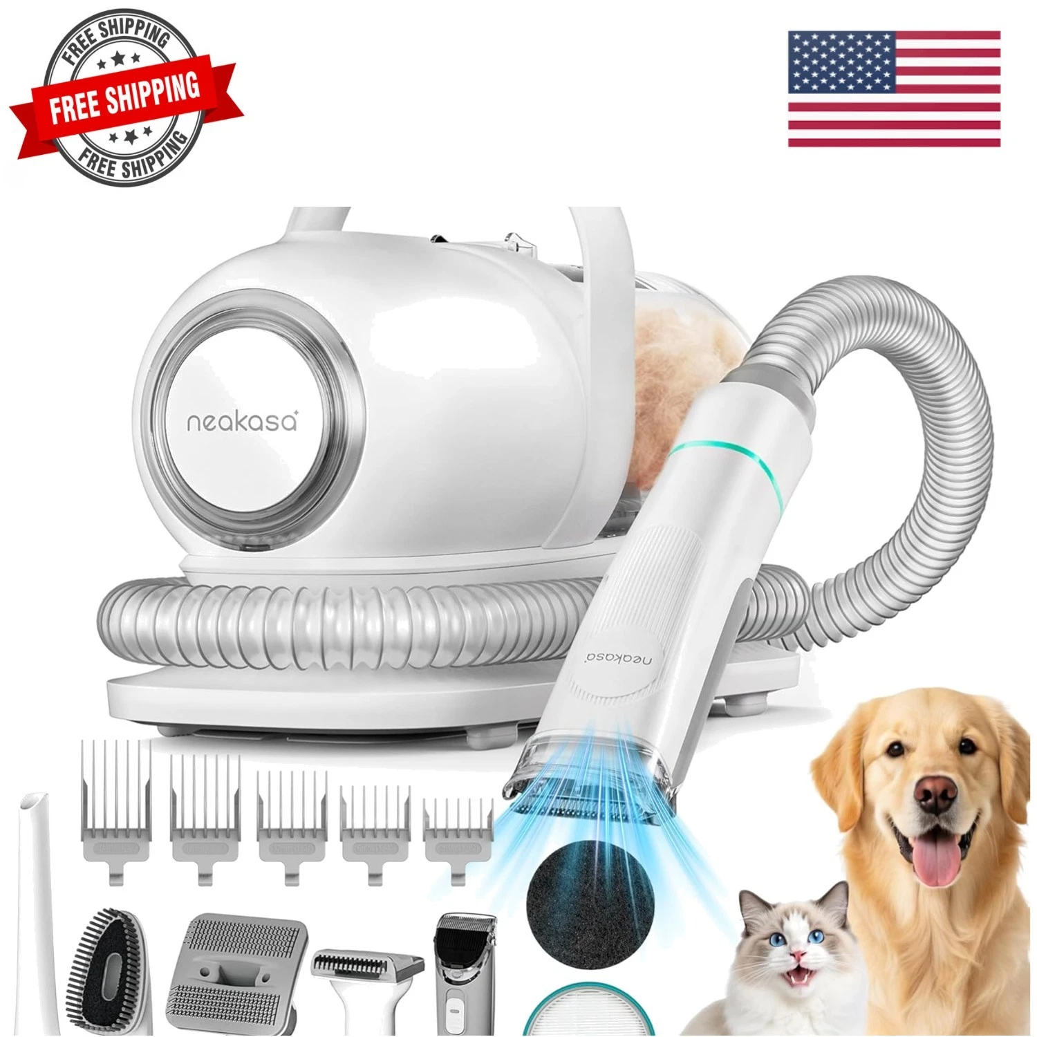 P1 Pro Dog Grooming Vacuum Kit, 6-in-1 Pet Hair Grooming with Clippers and Va...