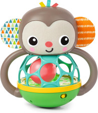 Bright Starts Grab  Giggle Monkey Light-Up Musical Rattle Toy with Easy-Grasp O
