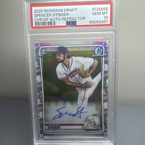 2020 Bowman Chrome Draft Picks Spencer Strider Refractor Auto /499 RC PSA 10