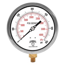 WINTERS P3S6016 Pressure Gauge,4-1/2" Dial Size,Black 491A78