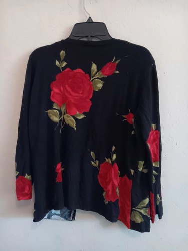 Elizabeth New York Sweater Set, 2-piece Top & Cardigan, Roses Women's Size... - Picture 3 of 8