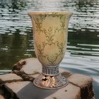 Decorative Retro Vintage Looking Ceramic Vase Urn Cream & Green Home Decor