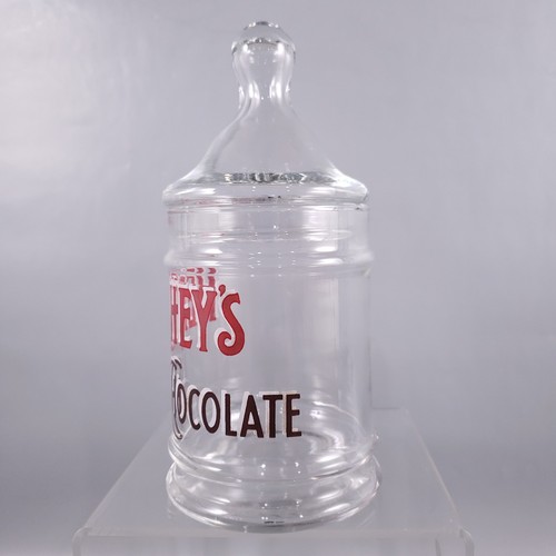 Vintage HERSHEY'S CHOCOLATE Anchor Hocking Clear Glass Advertising CANDY JAR - Picture 2 of 13