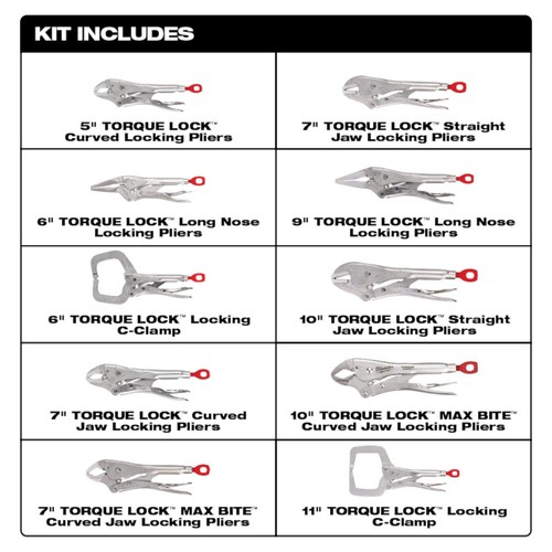Milwaukee 48-22-3690 TORQUE LOCK Zangenset mit ergonomischen Griffen - 10-teilig - Bild 2 von 3