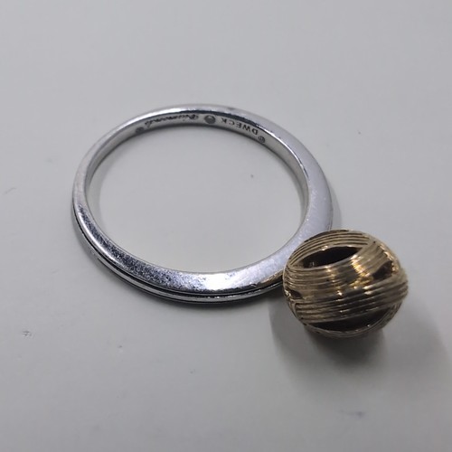 Stephen Dweck Diamant 0,925 Vermeil Gr. 8-8,5 Sterlingsilber Ring mit Goldkugel
