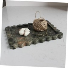 Natural Luxury Scalloped Marble Tray 10.8"x8", Green Rectangle Vanity Tray for
