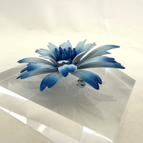 Vintage Large Enamel Flower Brooch Pastel To Bright Blue - Picture 3 of 7