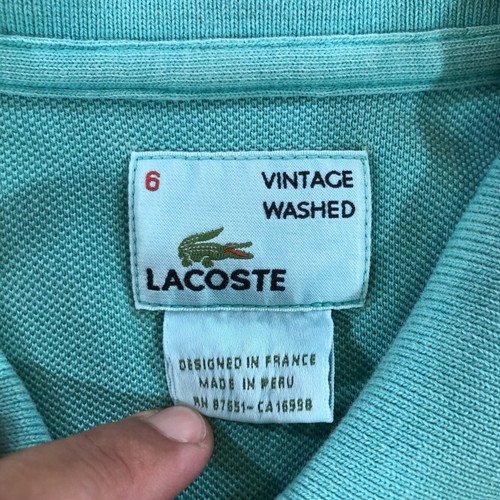 Polo Lacoste Para Hombre XL Verde Vintage Lavado Piqué Croc Logo Diseñado Francia - Imagen 7 de 13