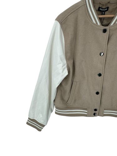 True Religion Varsity Jacket Mens Size XL Bomber Faux Leather Embroidered Retro - Picture 10 of 10