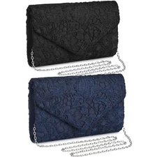 Women Clutch Envelope Evening Bag Floral Lace Bridal Wedding Party Prom Handbag