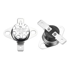 2pcs KSD301 Thermostat 60 C 16A NC Adjust Snap Disc Temperature Switch,Bakelite