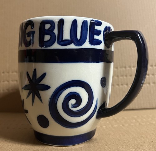 Taza de café de cerámica Gail Pittman GO BIG BLUE hecha a mano/pintada a mano y firmada - Imagen 7 de 20