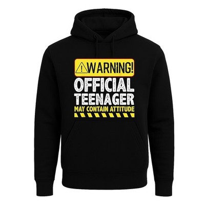 Warning Official Teenager May Contain Attitude Sweatshirt Herren Kapuze Geschenk Hoodie