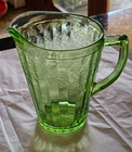 Depression Glass Jeanette Green Cherry Blossom PAT Pitcher 42 Ounce