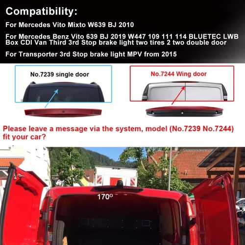Rückfahrkamera 3.Bremsleuchte Mit Monitor Für Mercedes Vito Mixto W639 W447 - Bild 14 von 21