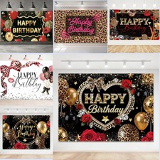 Leopard Backdrop Happy Birthday Photography Background Party Decor Banner Props