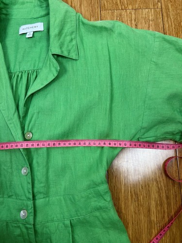 Witchery 100% Linen Shirt Dress Button Front Summer Boho Green Sz 8 - Picture 7 of 10