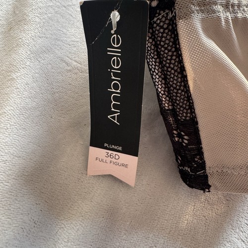 Ambrielle 36D Plunge BH Vollfigur Spitze Push-Up Neu mit Etikett Taupe Schwarz - Bild 4 von 5