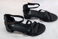  EILEEN FISHER Women's 6.5 Black Noni Strappy Leather Heel Sandals Shoe New