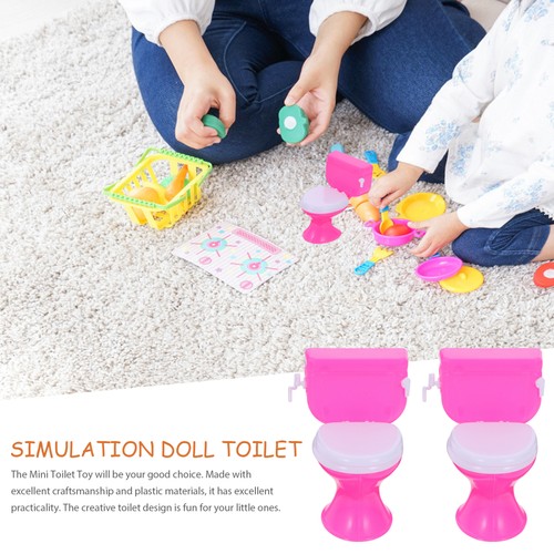 2 Pcs Mini Doll Toilet Baby Child Dollhouse Simulated Playing Toy Tiny for - Picture 9 of 12
