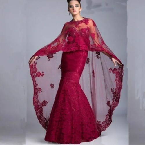 Red Bridal Capes Cloaks Shawl Sleeveless Lace Wedding Wrap Appliques Accessories - Picture 2 of 10