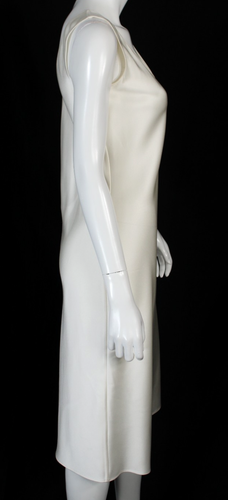 CHANEL $2,850 2023 23P NWT Pearly White Silk Satin Crystal CC Shift Dress 40 - Picture 3 of 10