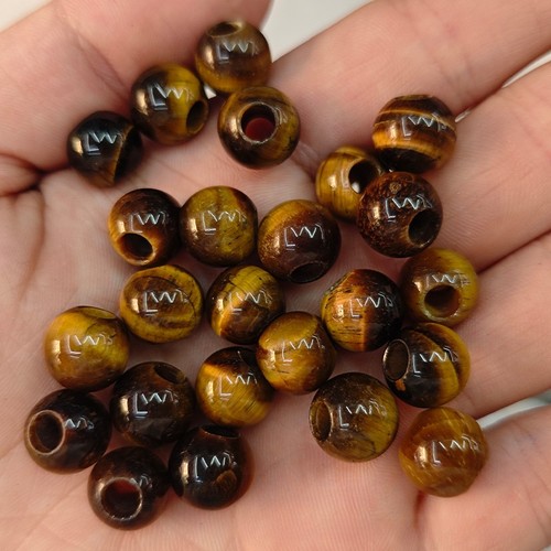 10 mm Großloch Natürliches Tigerauge Lose Perlen Für Schmuck Herstellung Zum Selbermachen 20/40 Stck. - Bild 1 von 8