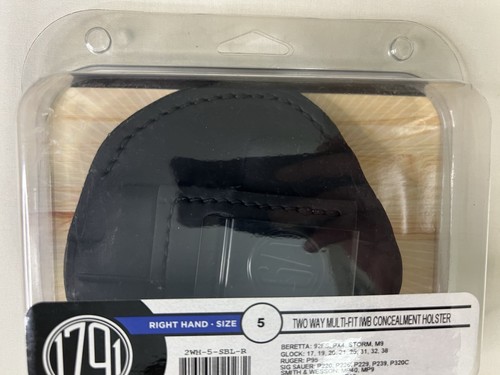 1791 Two Way Multi-Fit IWB Concealment Holster Size 5 2WH-5-SBL-R Beretta Glock  - Picture 3 of 4