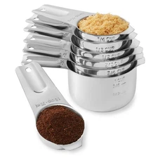 7pc Stainless Steel Measuring Cup Set for Dry Liquid Cooking Baking Ingredients